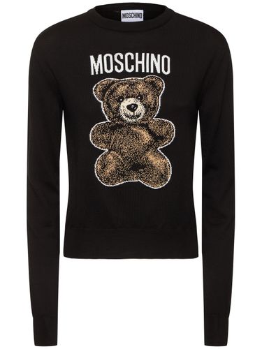 Logo Embroidered Cotton Sweater - MOSCHINO - Modalova