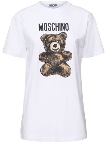 Logo Printed Cotton Jersey T-shirt - MOSCHINO - Modalova