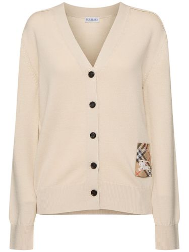 Cardigan In Maglia Di Lana Con Logo - BURBERRY - Modalova