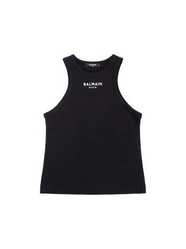 Camiseta De Jersey De Algodón Con Logo - BALMAIN - Modalova