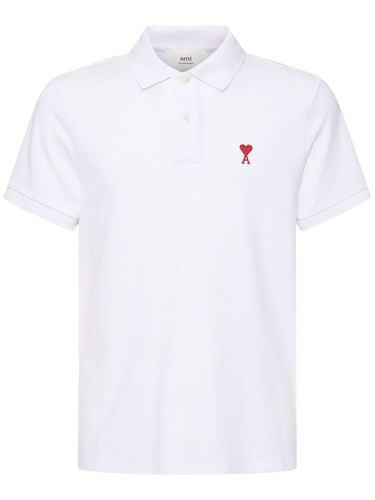 Logo Organic Cotton Piqué Polo - AMI PARIS - Modalova