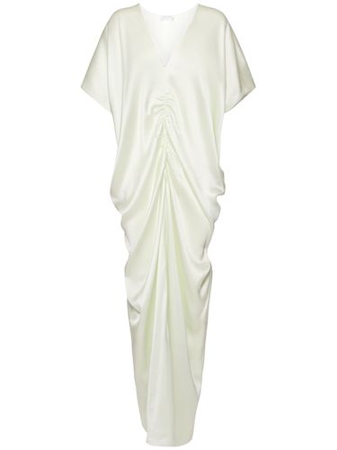 Draped Envers Satin Long Kaftan Dress - DEL CORE - Modalova