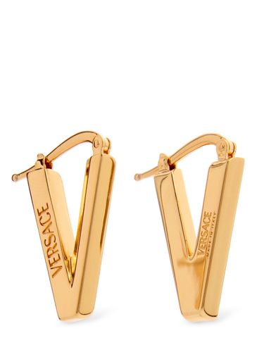 Logo Drop Earrings - VERSACE - Modalova