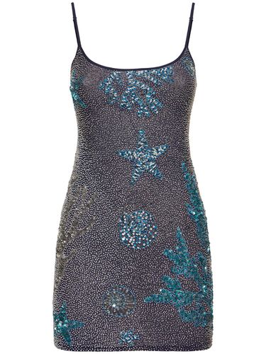 Maldives Seashore Beaded Mesh Mini Dress - LESLIE AMON - Modalova