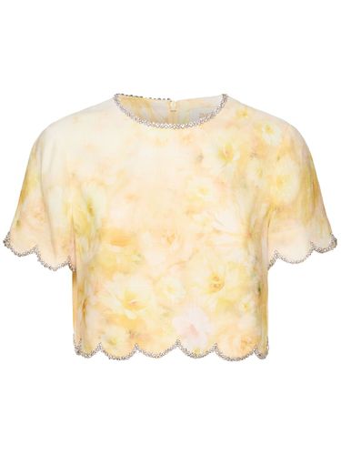 Crush Printed Linen Crop Top - ZIMMERMANN - Modalova