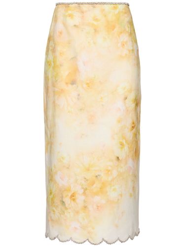 Crush Printed Linen Midi Skirt - ZIMMERMANN - Modalova