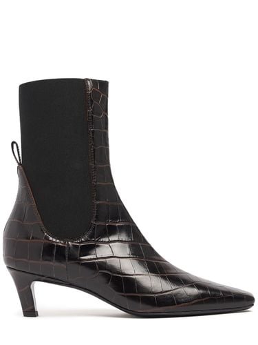 Mm Croc Embossed Leather Ankle Boots - TOTEME - Modalova