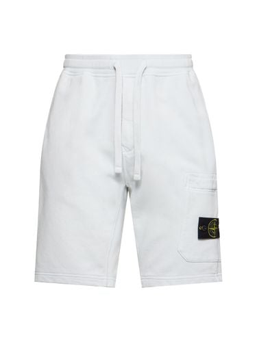 Cotton Logo Patch Shorts - STONE ISLAND - Modalova