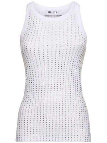 Crystal Embellished Jersey Tank Top - THE ATTICO - Modalova