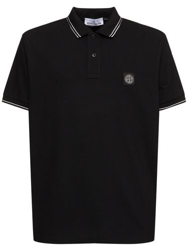 Logo Cotton Blend Polo - STONE ISLAND - Modalova