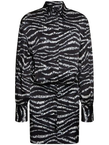 Silvye Zebra Print Satin Shirt Dress - THE ATTICO - Modalova