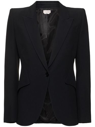 Leaf Crepe Single Breast Fitted Blazer - ALEXANDER MCQUEEN - Modalova