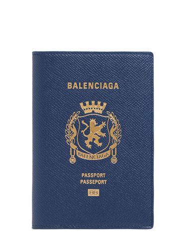 Logo Leather Passport Holder - BALENCIAGA - Modalova