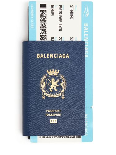 Logo Leather Long Passport Holder - BALENCIAGA - Modalova