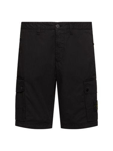 Stretch Cotton Logo Patch Shorts - STONE ISLAND - Modalova