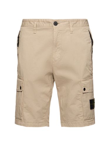 Stretch Cotton Logo Patch Shorts - STONE ISLAND - Modalova