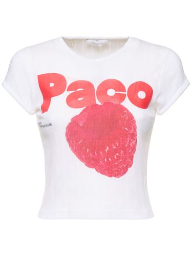 Printed Pointelle Cotton T-shirt - RABANNE - Modalova