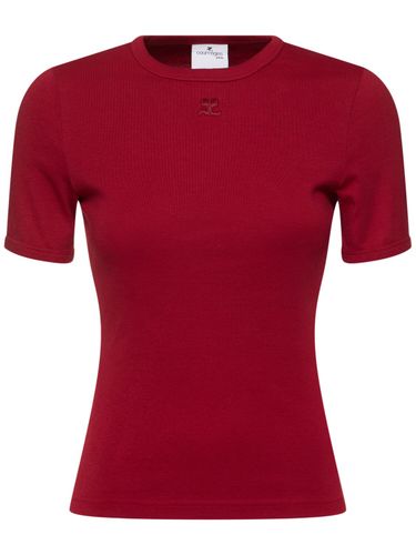 Signature Contrast Cotton T-shirt - COURREGES - Modalova