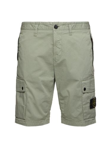 Stretch Cotton Logo Patch Shorts - STONE ISLAND - Modalova