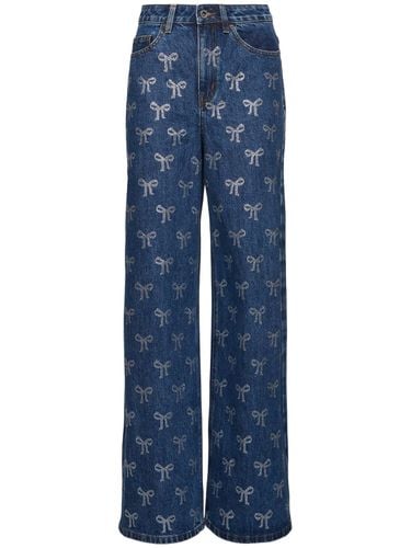 Rhinestone Bow Denim Jeans - SELF-PORTRAIT - Modalova