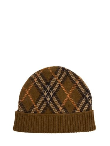 Cappello Beanie In Cashmere Check - BURBERRY - Modalova