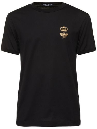 Camiseta De Algodón Bordada - DOLCE & GABBANA - Modalova