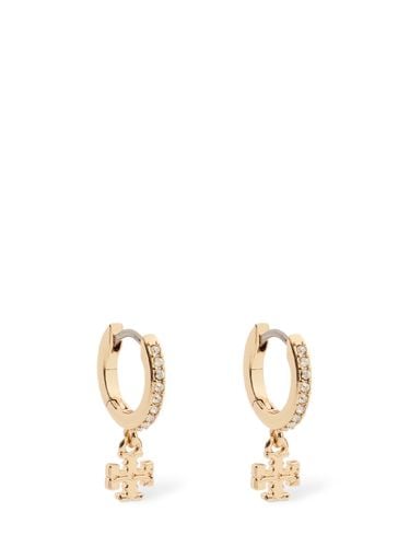 Eleanor Pavé Huggie Hoop Earrings - TORY BURCH - Modalova