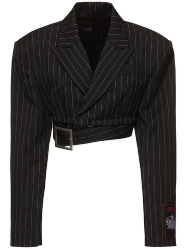 Tailored Pinstripe Wool Cropped Jacket - JEAN PAUL GAULTIER - Modalova