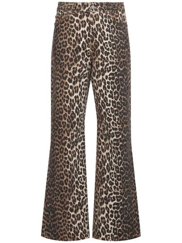 Leopard Print Denim High Rise Jeans - GANNI - Modalova