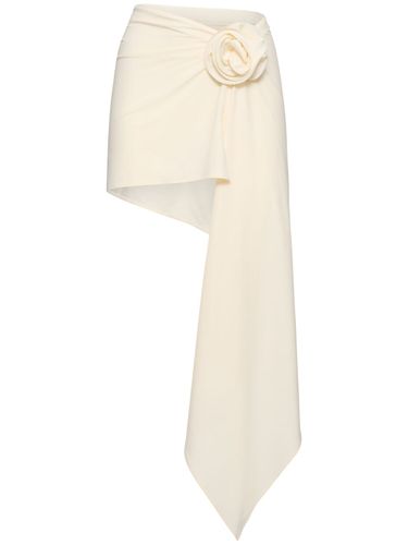 Ruched Jersey Asymmetric Skirt W/ Rose - MAGDA BUTRYM - Modalova