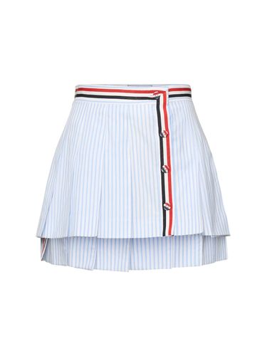 Pleated Cotton Poplin Mini Skirt - THOM BROWNE - Modalova