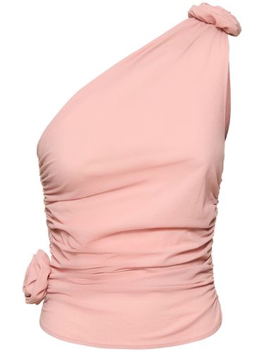 Jersey One Shoulder Draped Top W/ Rose - MAGDA BUTRYM - Modalova