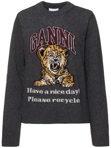 Graphic Tiger Wool Blend Sweater - GANNI - Modalova