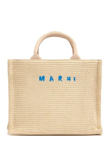 Small Logo Raffia Effect Tote Bag - MARNI - Modalova