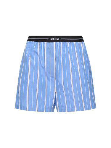 Cotton Poplin Shorts - MSGM - Modalova