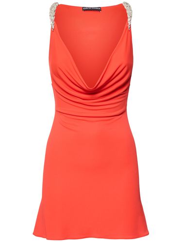 Plunge Neck Crepe Jersey Mini Dress - DAVID KOMA - Modalova