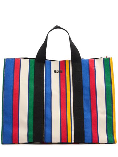 Striped Canvas Shopping Bag - MSGM - Modalova