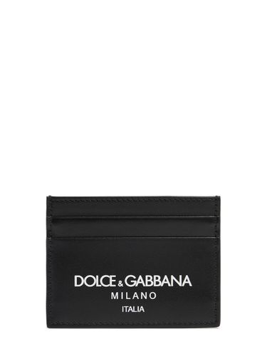 Printed Logo Leather Card Holder - DOLCE & GABBANA - Modalova