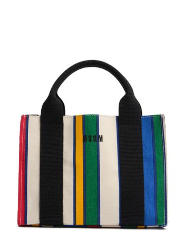 Small Striped Canvas Shopping Bag - MSGM - Modalova