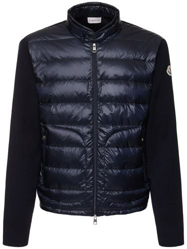 Padded Wool Zip-up Cardigan - MONCLER - Modalova