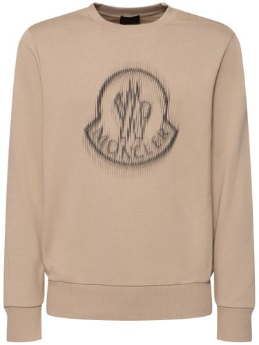 Blurred Logo Cotton Sweatshirt - MONCLER - Modalova