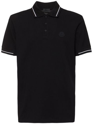 Logo Patch Cotton Polo Shirt - MONCLER - Modalova