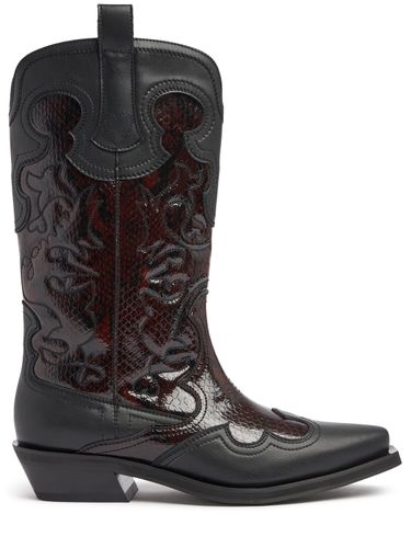 Mm Mid Shaft Embroidered Western Boots - GANNI - Modalova