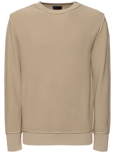 Textured Cotton Crewneck Sweater - MONCLER - Modalova