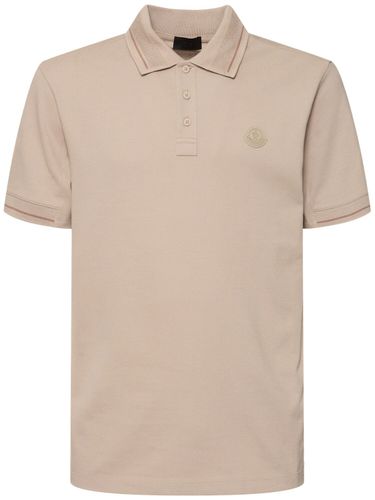 Logo Patch Cotton Polo Shirt - MONCLER - Modalova