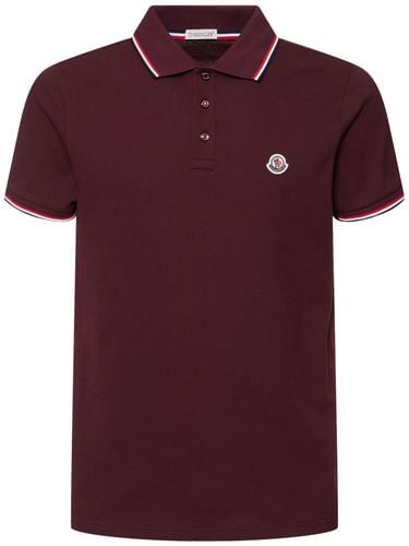 Tricolour-trimmed Cotton Piquet Polo - MONCLER - Modalova