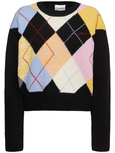 Harlequin Oversize Wool Blend Sweater - GANNI - Modalova