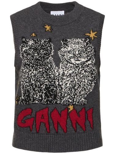 Cats Wool Blend Vest - GANNI - Modalova