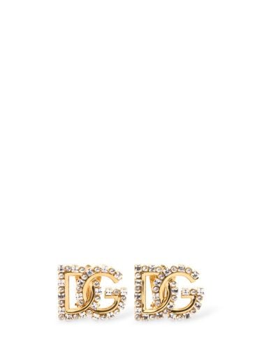 Rhinestone Logo Stud Earrings - DOLCE & GABBANA - Modalova