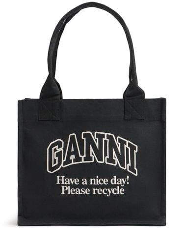 Large Easy Denim Shopping Bag - GANNI - Modalova